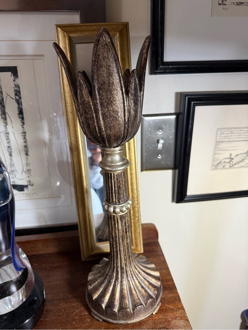 Elegant Bronze-Tone Decorative Candle Holder - Home Accents